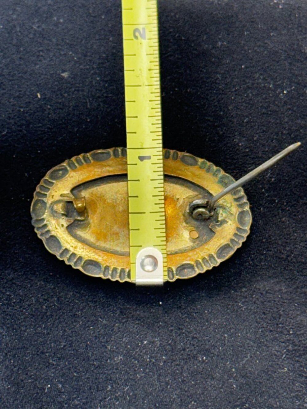 Antique Reverse Painted Pansy Glass Brooch Essex Crystal Style Floral Pin - Picture 5 of 5
